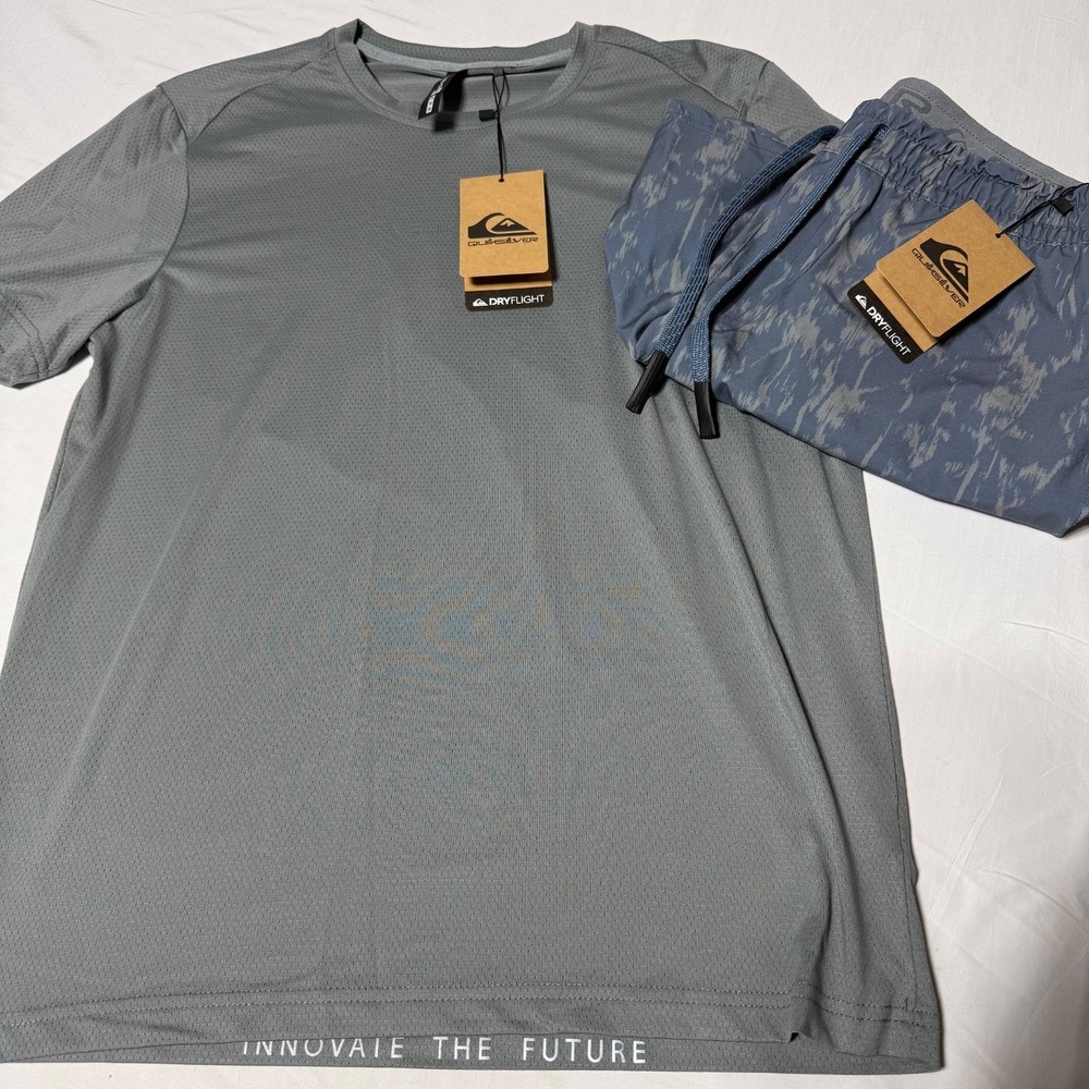 NWT‎ Quiksilver Swim Shorts Shirt Set Men's Size Medium Dry Flight